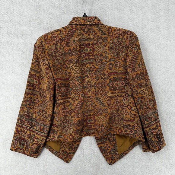Ellen Tracy Blazer Jacket Womens 6 Aztec 100% Wool Tapestry BOHO Jacket Career - Picture 2 of 14